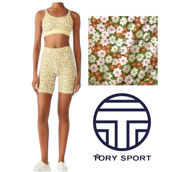Tory Sport Pants - Tory Sport Daisy Floral High Rise Weightless Cycling Shorts Women XS Activewear